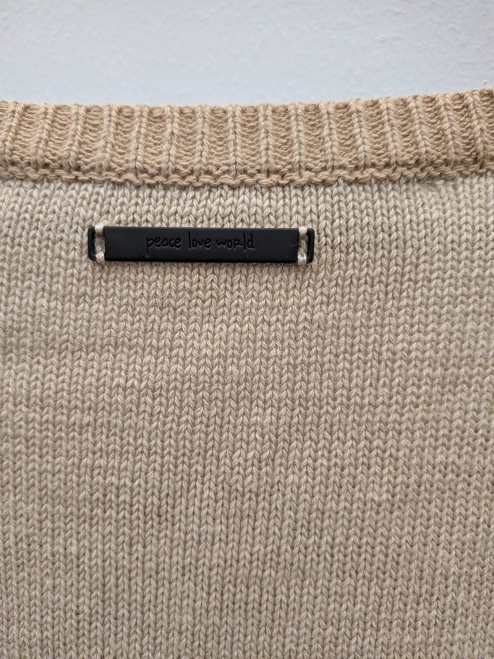 Peace Love World Boho Sweater Women Large Beige Cream Colorblock Knit Pullover C - Picture 11 of 12